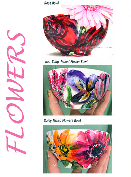 Flowers: Hand-Painted Porcelain Art Bowls