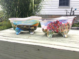 Hand-painted Porcelain mini claw-foot Bathtub SOAP DISH, PLANTER, Country accessories