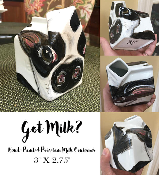 Hand-Painted Porcelain Cow Milk container