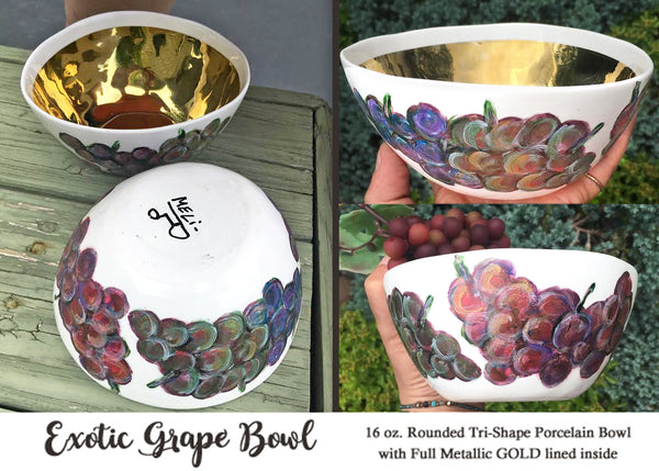Gold lined Bowl!  Exotic Grapes