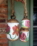 Metal Bell Wind Chimes - with Hand Painted Flower designs