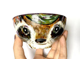 Woodland Creatures Collection, Hand-painted Porcelain Bowls.  FOX,  RACCOON, MOUSE, OWL