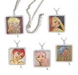 SILVER Necklaces: Original Pastel "ART-DECO" Inspired Art Necklaces